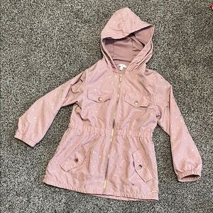 Girls Sz 7 Light Pink Hooded Jacket with Gold Accents
